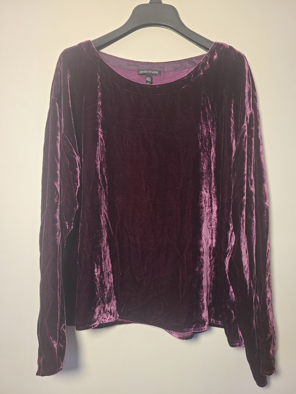 Eileen Fisher Velvet Long-Sleeve Top In Plum Womens Size Small
